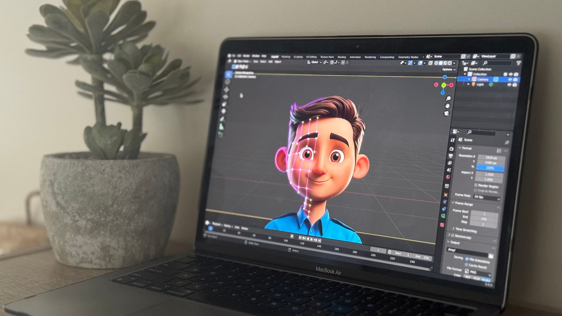 VFX setup screen display active wireframes
